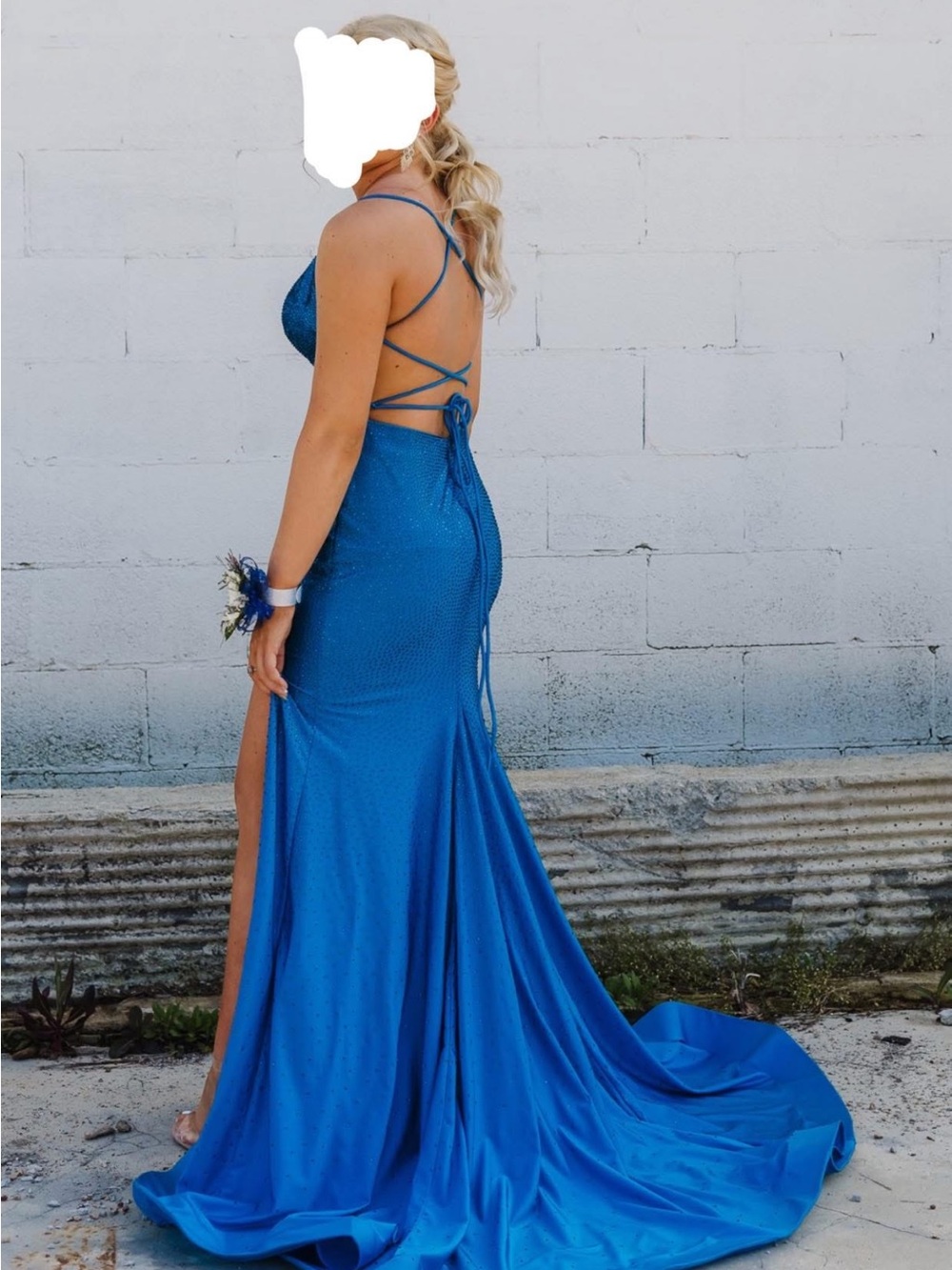 Sherri Hill Royal Blue Strappy Backless Evening Dress